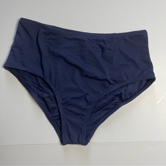 Andie Swim The High Waist Bikini Bottom SMALL Navy - Picture 2 of 10